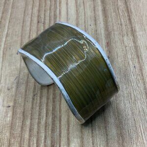 Lia Sophia Green Enamel Distressed Cuff Bracelet